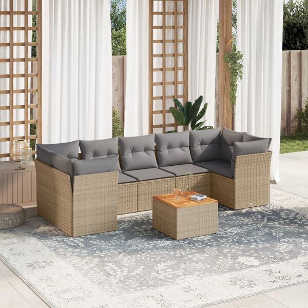 vidaXL Garden Sofa Set Mix beige, Light grey