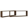 vidaXL Wall Cube Shelf Set of 2 Brown Oak Engineered Wood Medium