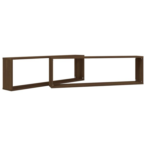 vidaXL Wall Cube Shelf Set of 2 Brown Oak Engineered Wood Medium