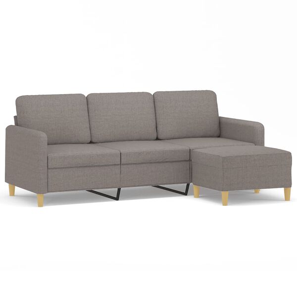 vidaXL 3-Seater Sofa With Footstool Taupe