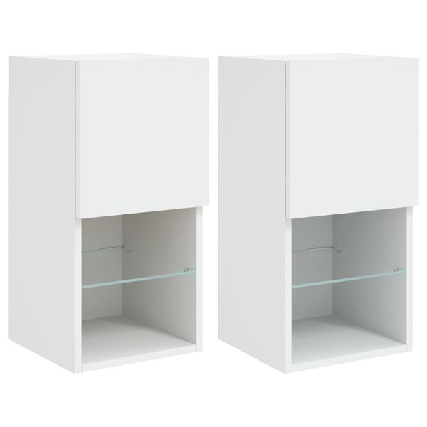 vidaXL TV Cabinet Set of 2 White Engineered wood, Glass Medium