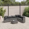 vidaXL Patio Sofa Set Set of 6 Grey PE Rattan Large Adjustable Feet