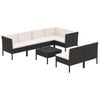 vidaXL Garden Lounge Set Black PE rattan, powder-coated steel, polyester