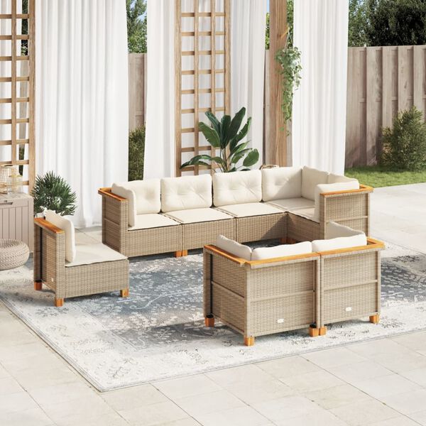 vidaXL Garden Sofa Set Beige, Cream White