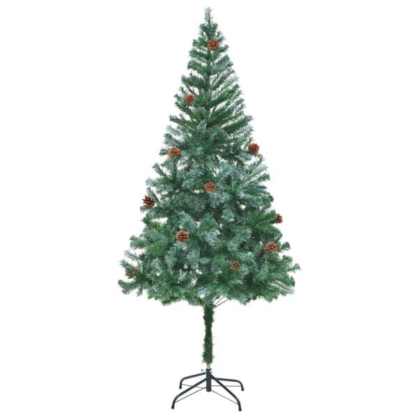 vidaXL Christmas Tree Green with white tips PVC 6 ft Collapsible