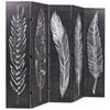 vidaXL Folding Room Divider 78.7x66.9" Feathers Black and White