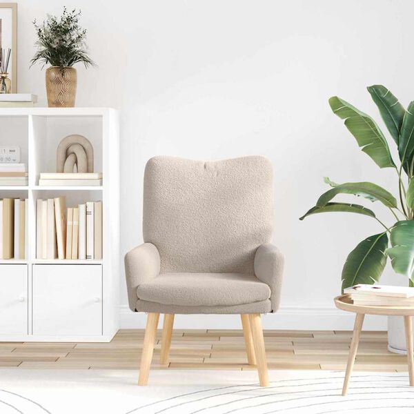 vidaXL Armchair Light Grey 24.80 x 26.38 x 37.01 in Sherpa Fabric