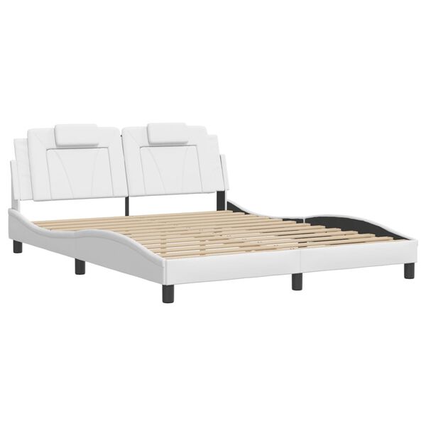vidaXL Bed Frame "Viana" with LED without Mattress White 59.8"x79.9"