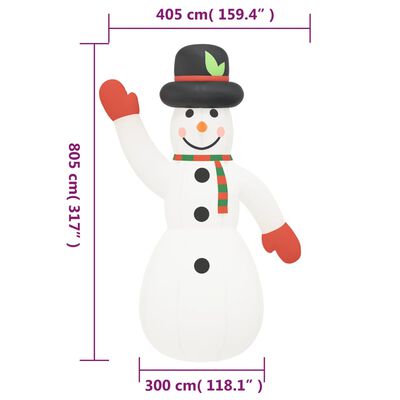 vidaXL Christmas Inflatable Snowman with LEDs 316.9"