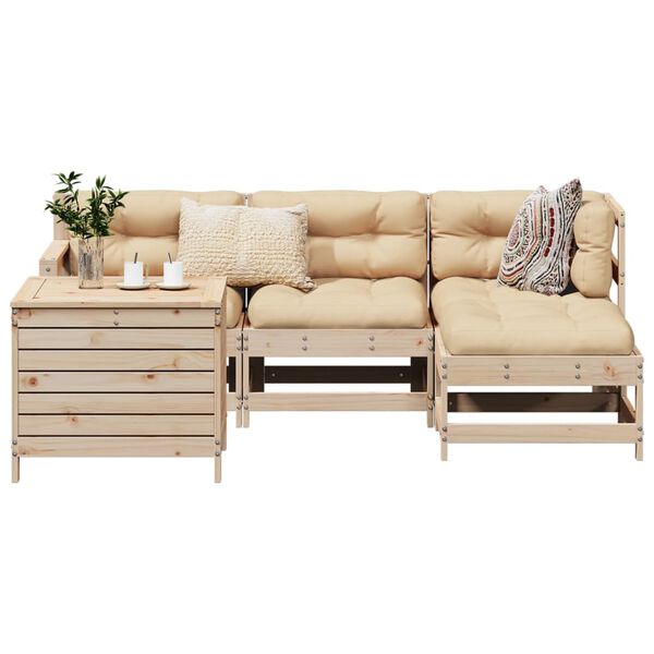 vidaXL Garden Sofa Set Natural Wood Solid Pine Wood Medium Modular