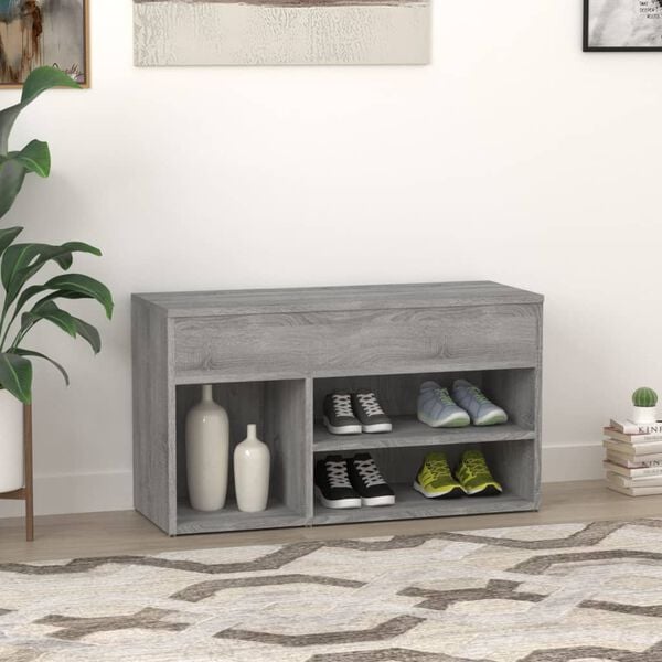 vidaXL Shoe Bench Grey Sonoma Engineered Wood Medium Shoe Bench