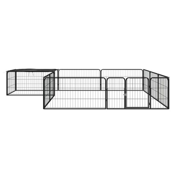 vidaXL Dog Playpen Black Powder-coated steel, Polyethylene