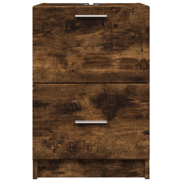 vidaXL Sink Cabinet Smoked Oak Engineered Wood 15.7x14.6x23.2 in