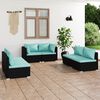 vidaXL Garden Lounge Set Black PE rattan, powder-coated steel, plastic