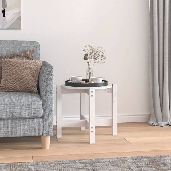 vidaXL Coffee Table White Solid pine wood Small Coffee Table Round