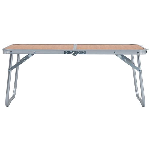 vidaXL Folding Camping Table Brown Aluminium 23.6x15.7"