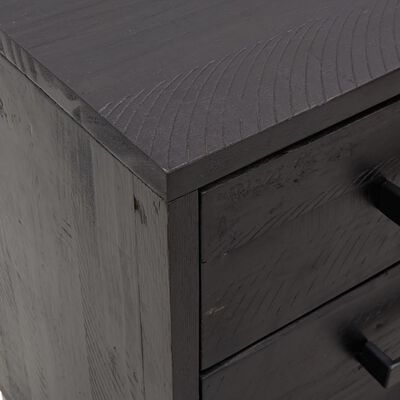 vidaXL Bedside Cabinet Black 14.2"x11.8"x17.7" Solid Wood Pine
