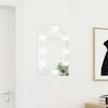 vidaXL Mirror With Led Light Silver Glass Medium Mirror With LED Light