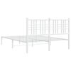 vidaXL Bed Frame White Steel 47.2x78.7 in Bed Frame Rectangular