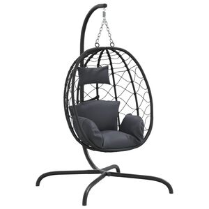 vidaXL Hanging Egg Chair Anthracite Poly Rattan, Powder-Coated Steel