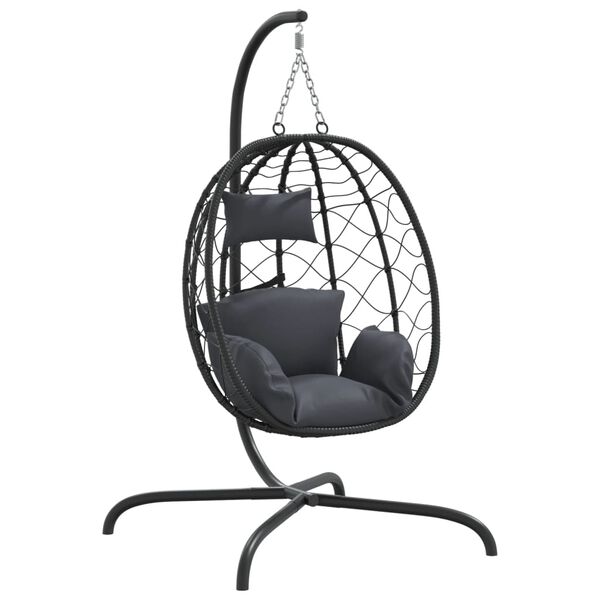 vidaXL Hanging Egg Chair Anthracite Poly Rattan, Powder-Coated Steel