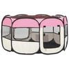 vidaXL Dog Playpen Pink and cream Polyester 49.2 in x 49.2 in x 24.0 in