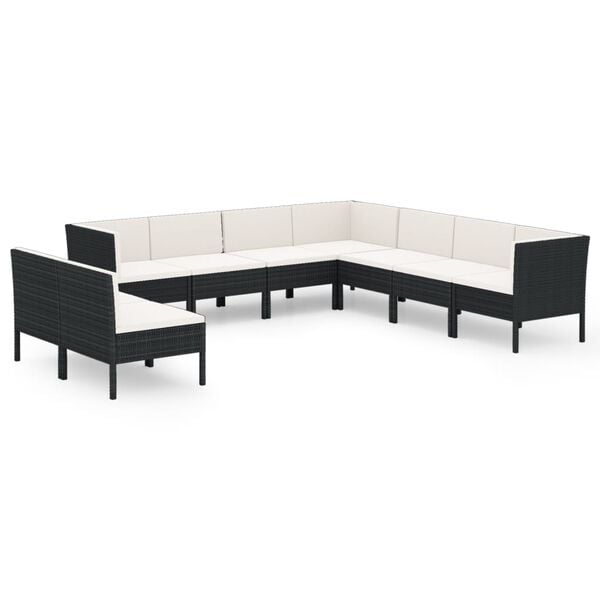 vidaXL Garden Lounge Set Black PE Rattan Large Modular