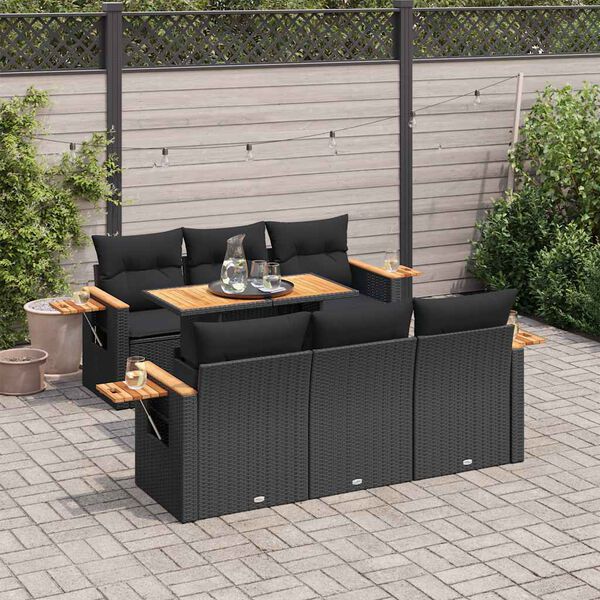 vidaXL Garden Sofa Set Black
