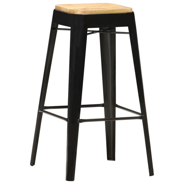 vidaXL Bar Stool Set of 4 Black and brown