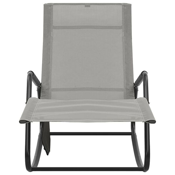 vidaXL Sun Lounger Grey Steel frame, Textilene fabric Medium Sun Lounger