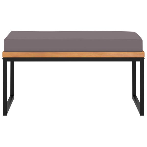 vidaXL Footrest Dark Grey Solid Acacia wood, Powder-coated steel