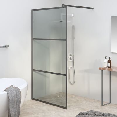 vidaXL Walk-in Shower Wall 45.3"x76.8" Dark ESG Glass Black