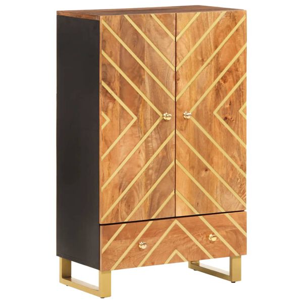 vidaXL Highboard Brown and Black 23.6"x13.2"x39.4" Solid Wood Mango