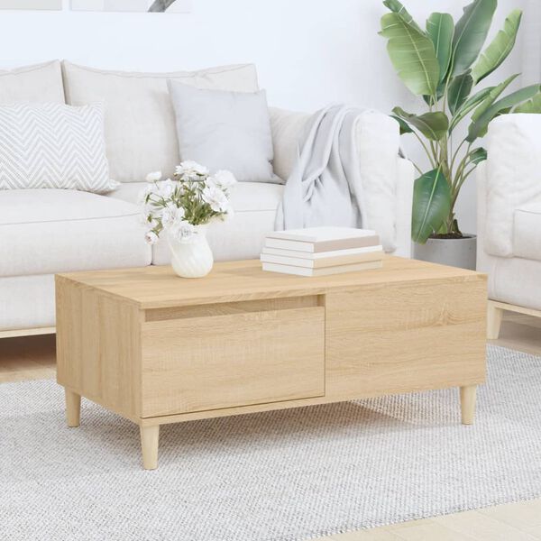 vidaXL Coffee Table Sonoma Oak Engineered Wood, Eucalyptus Wood Medium