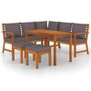 vidaXL Patio Dining Set Natural Wood Solid Acacia wood 6 Piece Modular