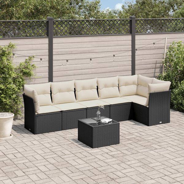 vidaXL Garden Sofa Set Black PE Rattan Large Adjustable Feet