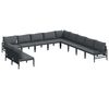 vidaXL Garden Sofa Set with Cushion 11 pcs Black Steel