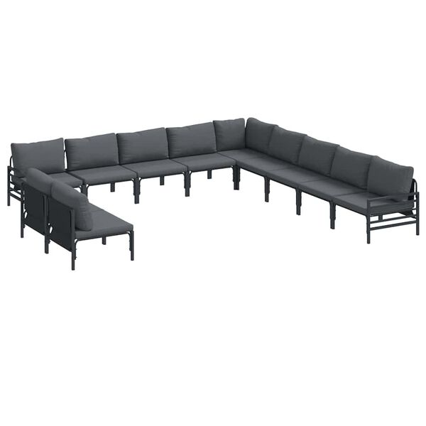 vidaXL Garden Sofa Set with Cushion 11 pcs Black Steel