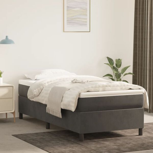 vidaXL Bed Frame Dark Grey Velvet (100% polyester), Plywood, Engineered wood