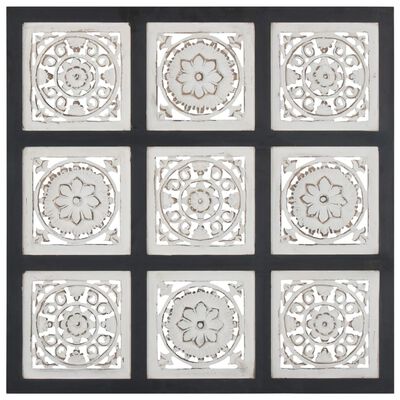 vidaXL Hand-Carved Wall Panel MDF 23.6"x23.6"x0.6" Black and White