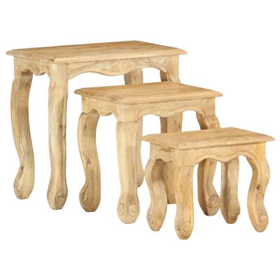 vidaXL 3 Piece Nesting Table Set Solid Mango Wood