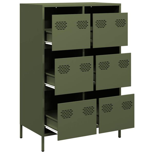 vidaXL Highboard Olive Green Cold-rolled steel Large Highboard