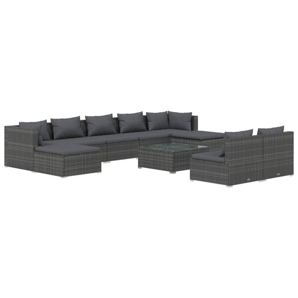 vidaXL Garden Lounge Set Grey PE rattan Large Modular