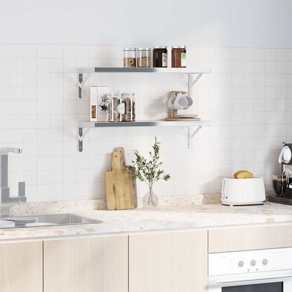 vidaXL Shelf Bracket Silver Stainless Steel Medium Decorative Inlays