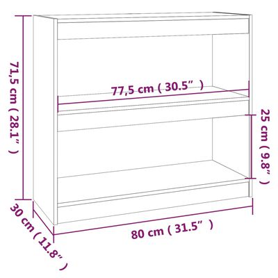 vidaXL Book Cabinet/Room Divider Honey Brown 31.5"x11.8"x28.1" Wood Pine