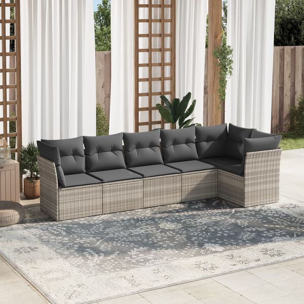 vidaXL Garden Sofa Set Light Grey PE rattan 6-seater sofa set Modular