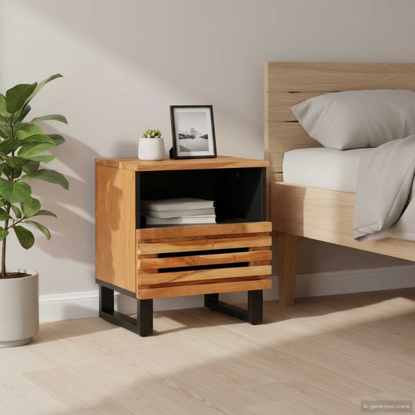 vidaXL Nightstand Natural wood Solid Acacia wood Small