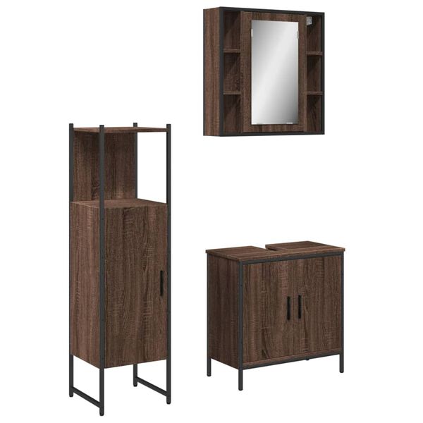 vidaXL Bathroom Cabinet Set Brown oak
