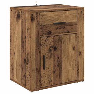 vidaXL Bedside Cabinet with Drawer Old Wood 13.78 x 19.69 x 23.62 in