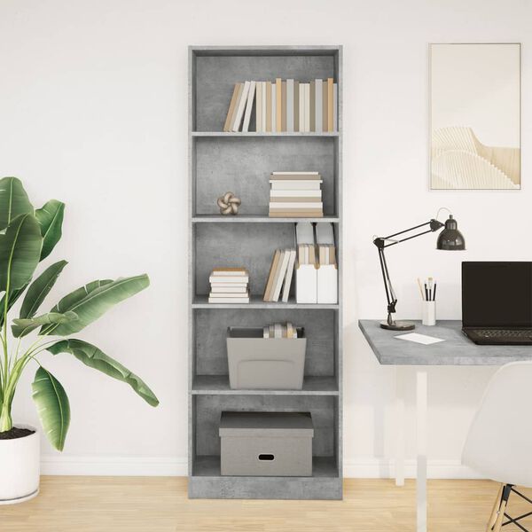 vidaXL Bookcase Concrete Grey Engineered Wood Tall Bookcase